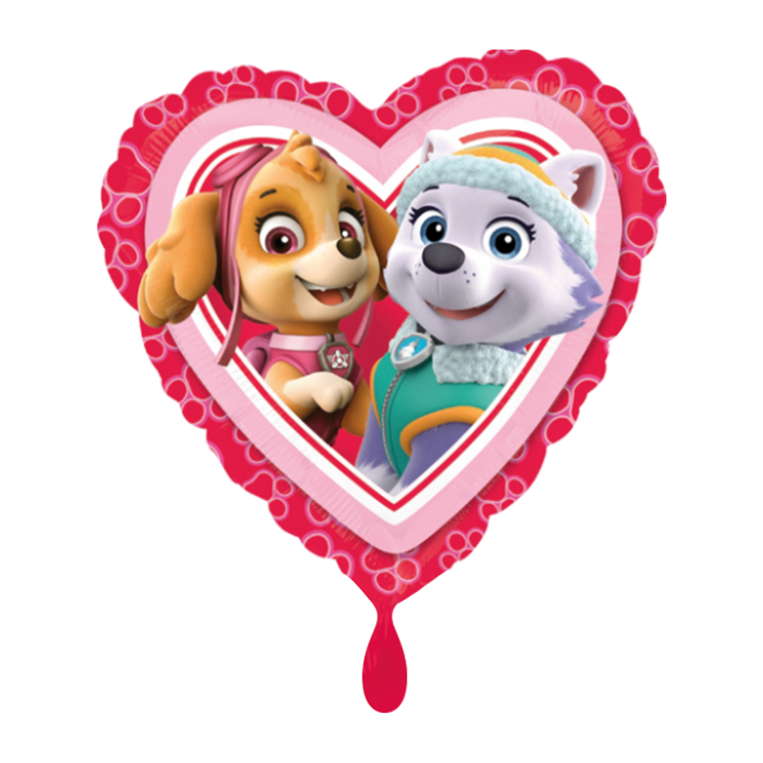 Folienballon Film & TV | Paw Patrol Herz | Skye & Everest | ca 45cm | inkl. Heliumfüllung