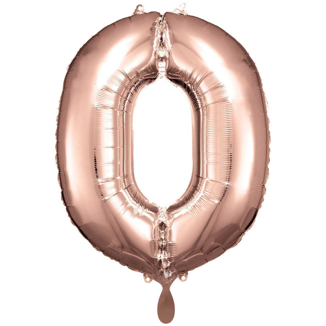 Folienzahlen 0-9 in rosegold glänzend | ca. 86cm inkl. Heliumfüllung