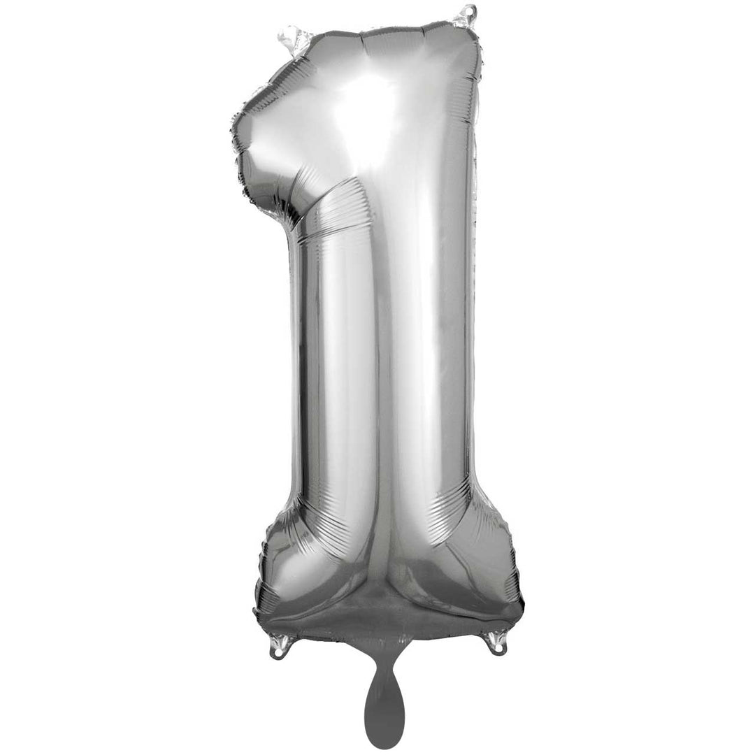 Folienzahlen 0-9 in silber glänzend | ca. 86cm inkl. Heliumfüllung