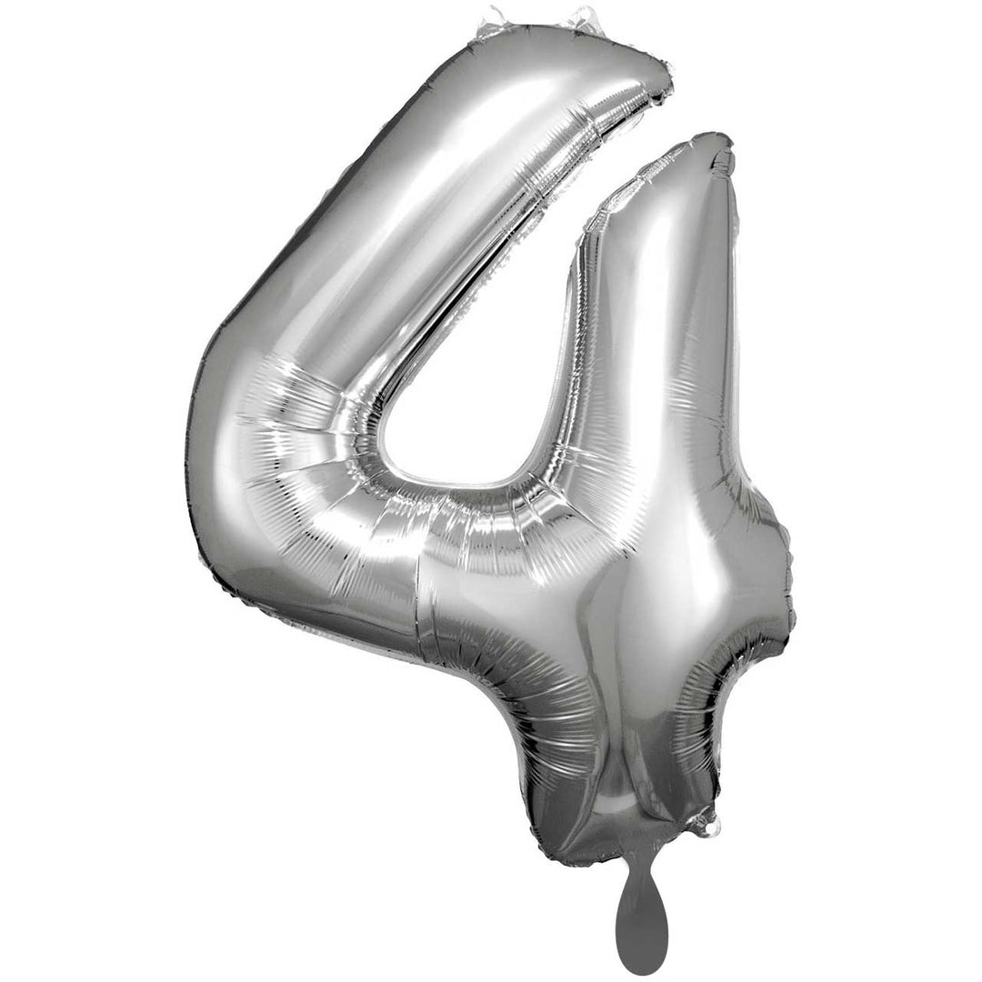 Folienzahlen 0-9 in silber glänzend | ca. 86cm inkl. Heliumfüllung