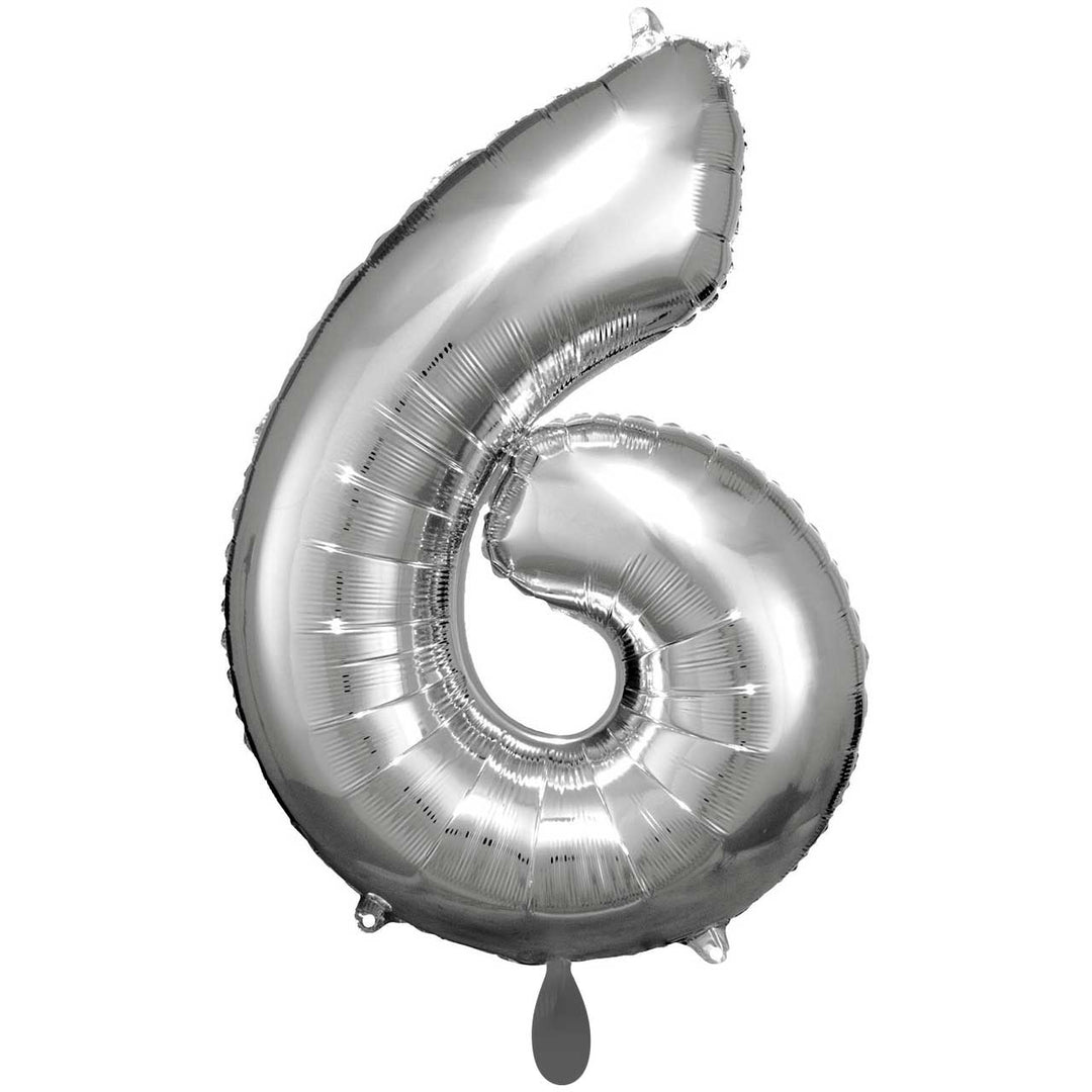 Folienzahlen 0-9 in silber glänzend | ca. 86cm inkl. Heliumfüllung