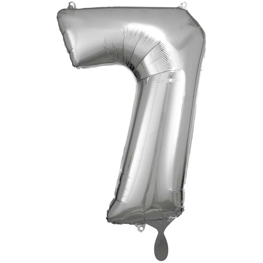 Folienzahlen 0-9 in silber glänzend | ca. 86cm inkl. Heliumfüllung