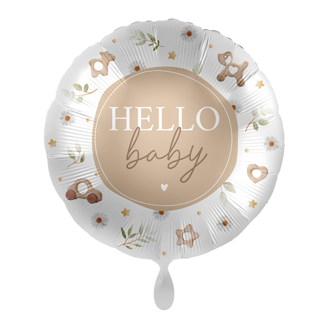 Folienballon zur Geburt | Hello Baby | ca. 45cm | inkl. Heliumfüllung