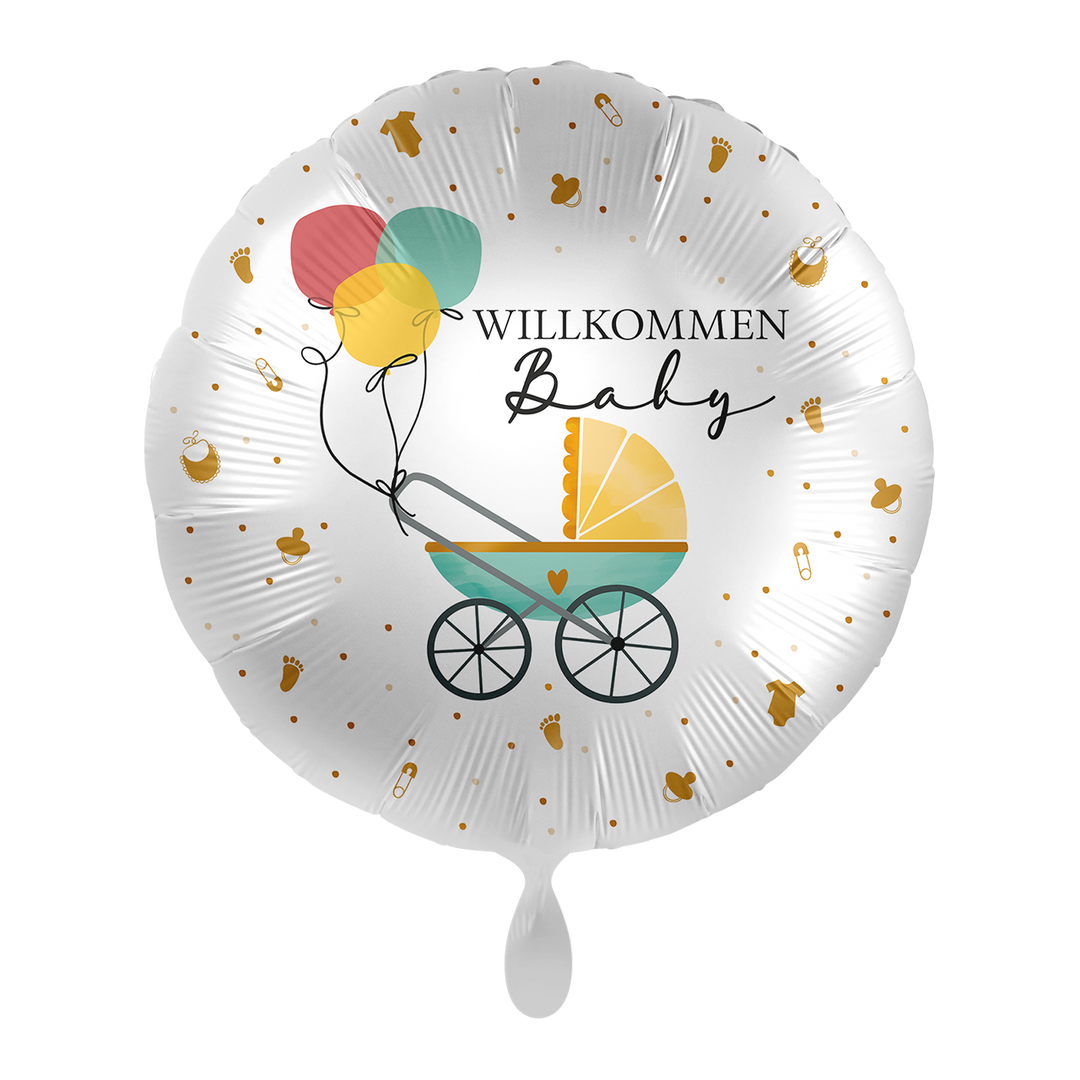 Folienballon zur Geburt | Willkommen Baby | ca. 45cm | inkl. Heliumfüllung
