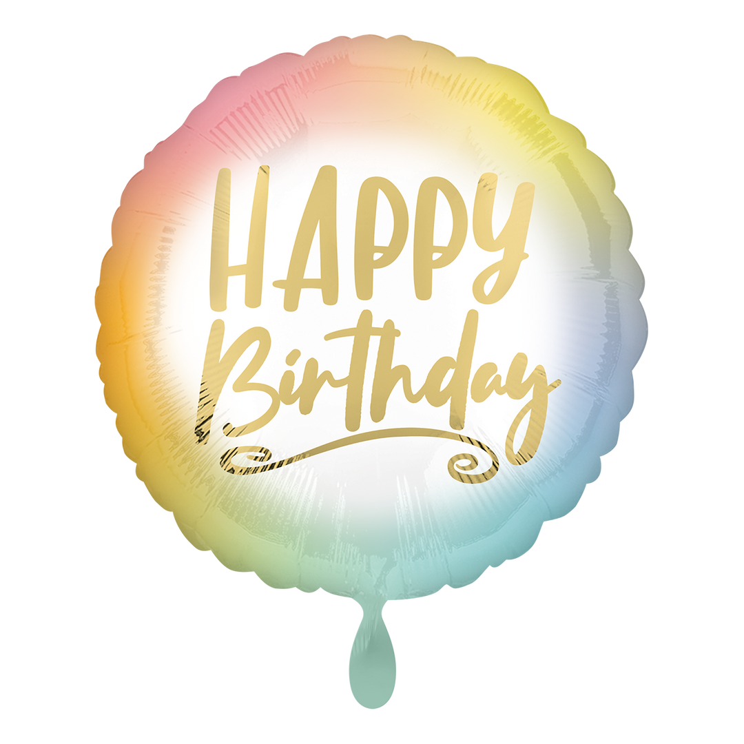 Folienballon Geburtstag | Ombre Happy Birthday | ca. 45cm inklusive Heliumfüllung