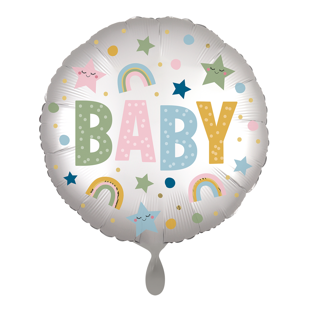 Folienballon zur Geburt oder Babyparty | Rainbow | ca. 45cm | inkl. Heliumfüllung