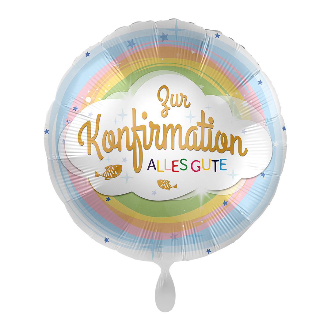 Folienballon Religiöse Anlässe | Konfirmation Regenbogen | rund | 45cm | inkl. Heliumfüllung