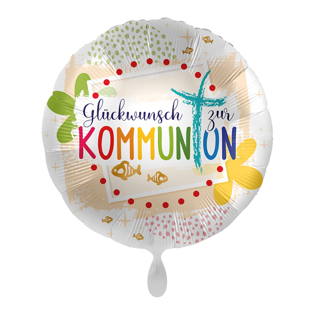 Folienballon Religiöse Anlässe | KOMMUNION | Glückwunsch zur Kommunion | ca. 45cm | inkl. Heliumfüllung