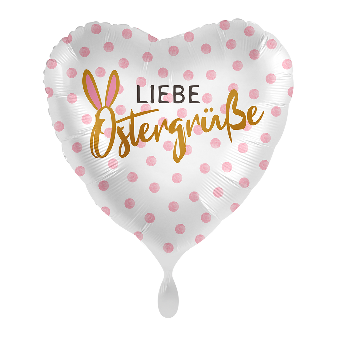 Folienballon Ostern | Herz | Liebe Ostergrüße | ca. 45cm | inkl. Heliumfüllung