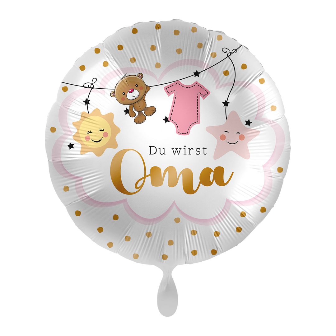 Folienballon zur Geburt | Du wirst Oma | ca. 45cm | inkl. Heliumfüllung
