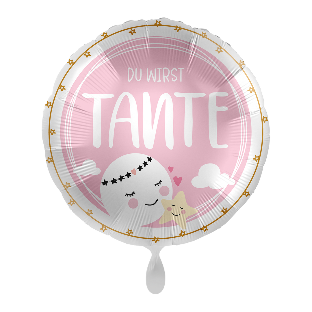 Folienballon zur Babyverkündung | Du wirst Tante | ca. 43 cm | inkl. Heliumfüllung