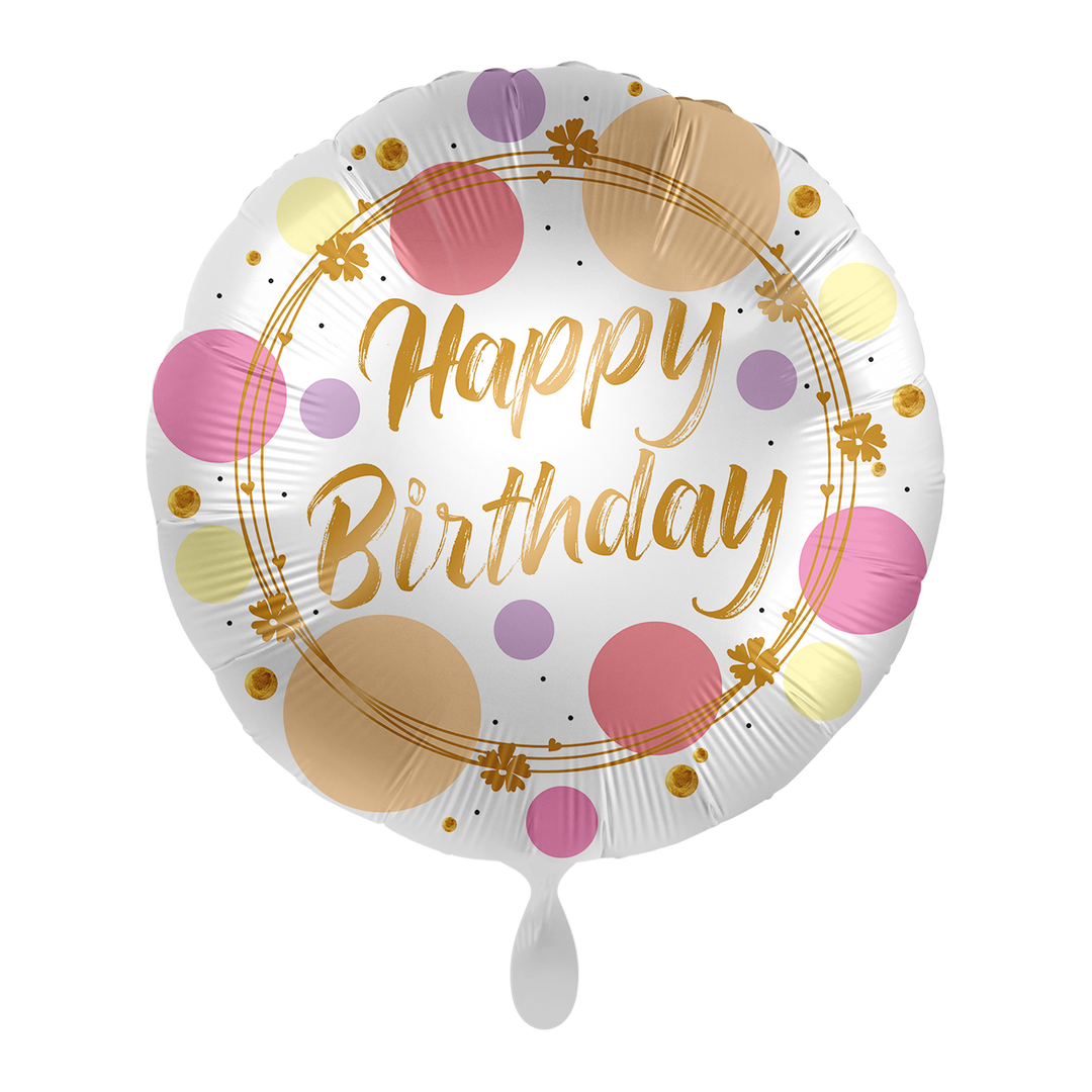 Folienballon Geburtstag | Shiny Dots Birthday | ca. 45cm inklusive Heliumfüllung