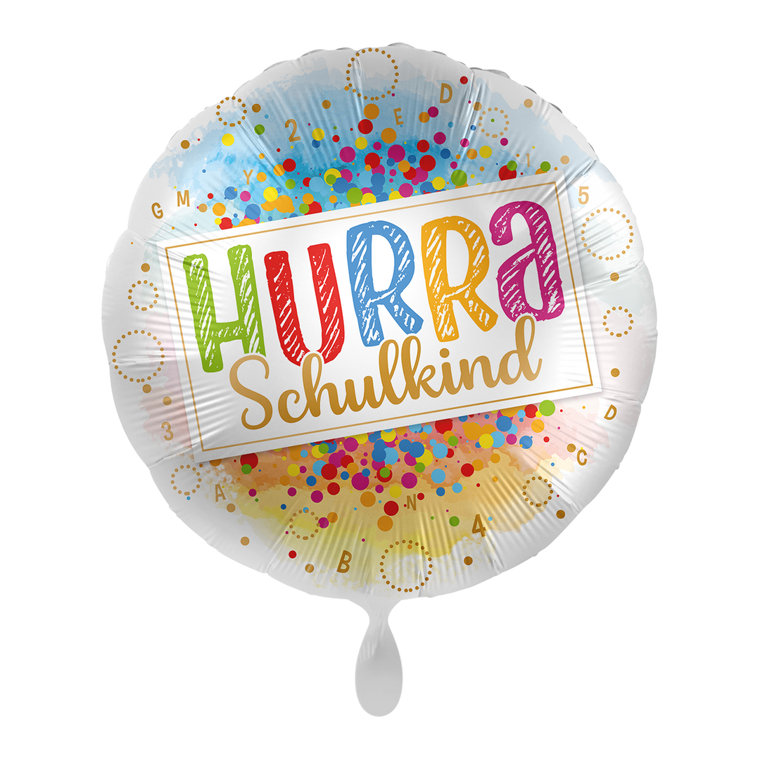 Folienballon Einschulung | Hurra Schulkind | ca. 45cm inklusive Heliumfüllung