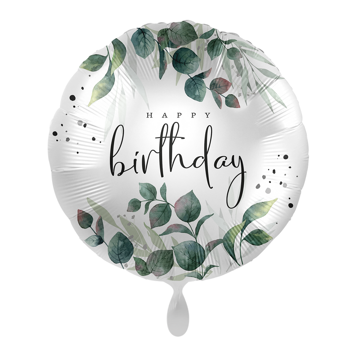 Folienballon Geburtstag | Happy Birthday Blätter | ca. 45cm inklusive Heliumfüllung