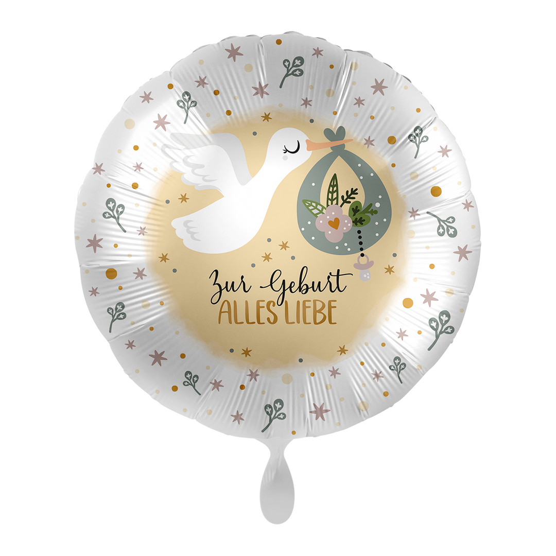 Folienballon zur Geburt | Zur Geburt Alles Liebe | ca. 45cm | inkl. Heliumfüllung