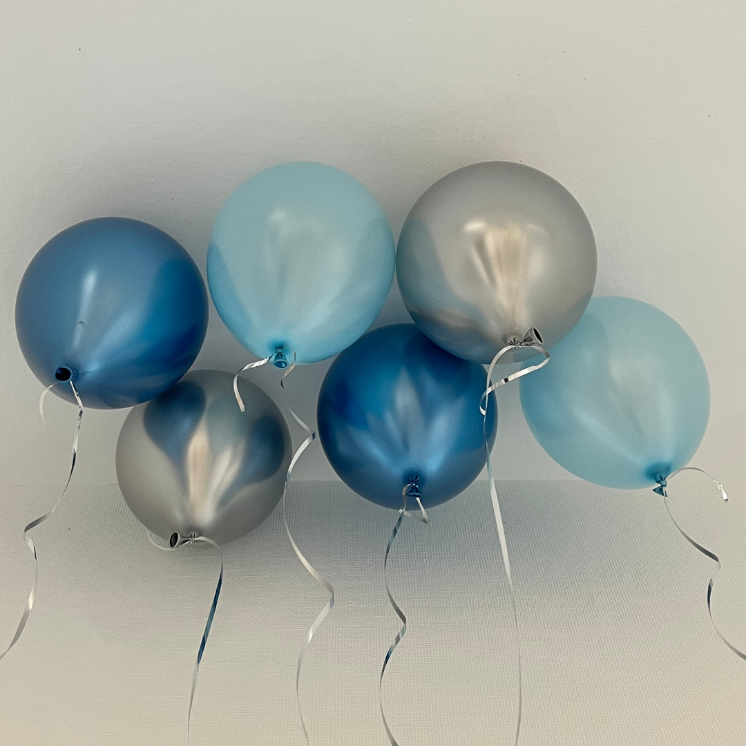 FARBKOMBINATION PEARL BLUE, SILVER & METALLIC BLUE | Latexballons 30cm | inkl. Heliumfüllung